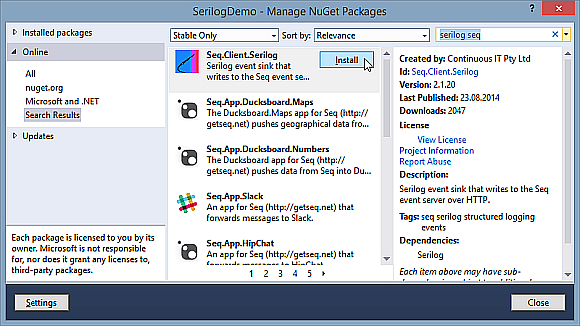 Nuget Seq