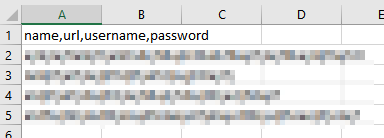 Chrome saved passwords CVS export