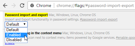 Chrome saved password enable