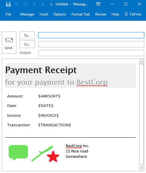 The email in outlook has teh logo