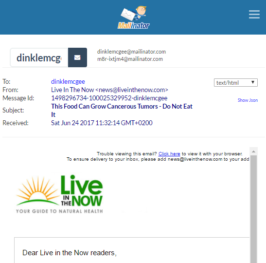 The web vie lets you read the email