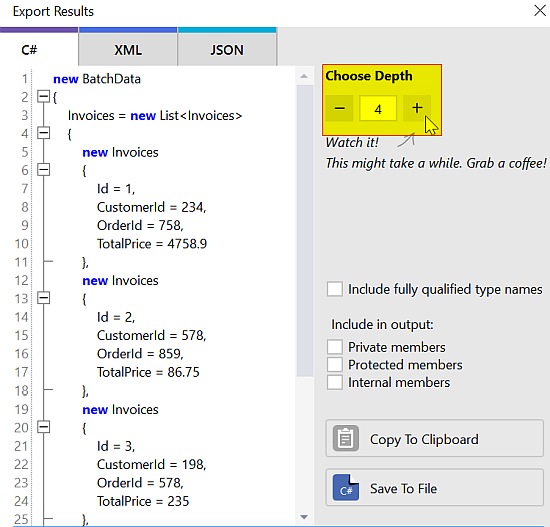 We often need a deeper export than the default