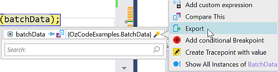 we can export the object we debug