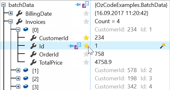 We can star the fields of the objects we are interested in and then see those values in the list view