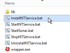 InstallNTService.bat installs the service