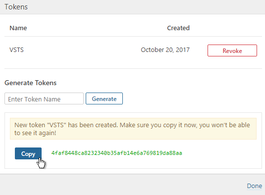 copy the token