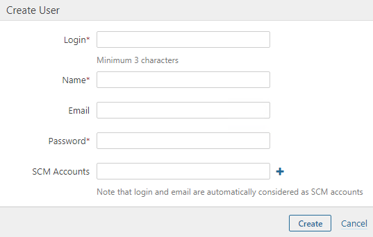 Fill out the form to create a new user