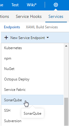 add a new endpoint of the Type SonarQube