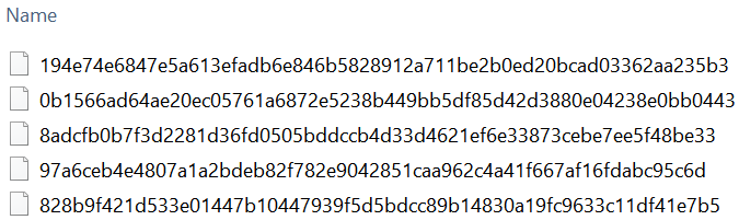 The folder is full of cryptic names