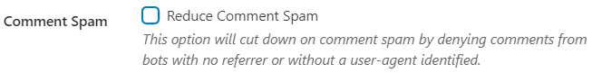 Disable the Comment Spam option