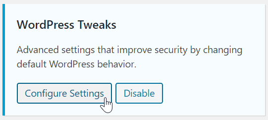 WordPress Tweaks section
