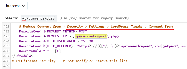 .htaccess file with the name of the plug-in that created this entry