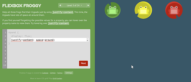 Flexbox Froggy is a funny little game