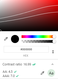 if your contrast is good enough, you can see a green checkmark next to the contrast values