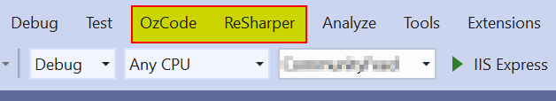 ReSharper and OzCode are now in the main menu