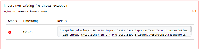 The error message is in the report