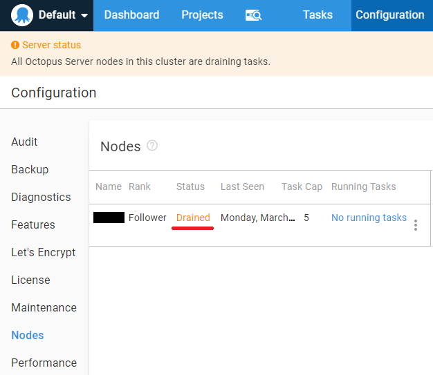 My node was in the state 'Drained'