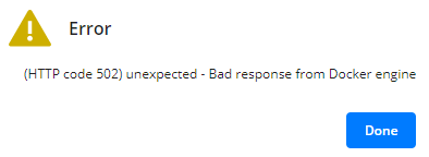 Docker returned an internal server error