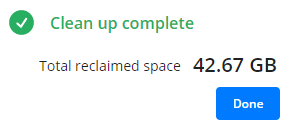 Total reclaimed space is 42.67 GB