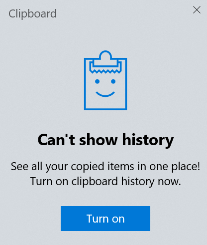 You need to turn the clipboard history on