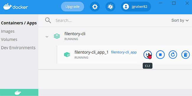 You can use Docker Desktop for Windows and select the CLI button for your container