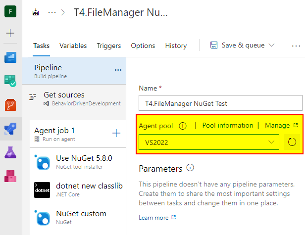 Edit the pipeline and set the default agent pool 