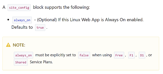 The documentation explicitly tells us that this option is active by default and that we need to change it for the smaller Azure plans.