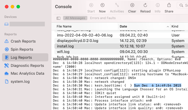 In the console application you find the Log Reports with all log files of the system.