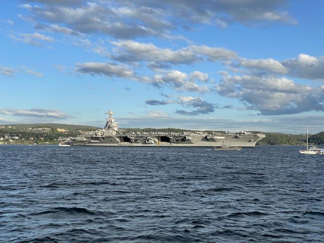 The carrier Gerald R. Ford in the Oslo Fjord