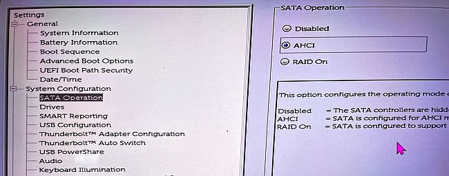 Change the SATA Operation to AHCI.