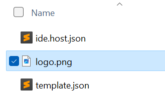 The logo.png file sits next to the two JSON files