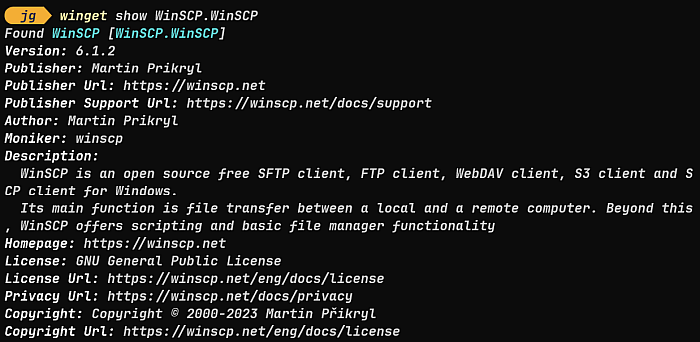 We can see the details like the URL to the website, a description and the author of the package we are interested in.