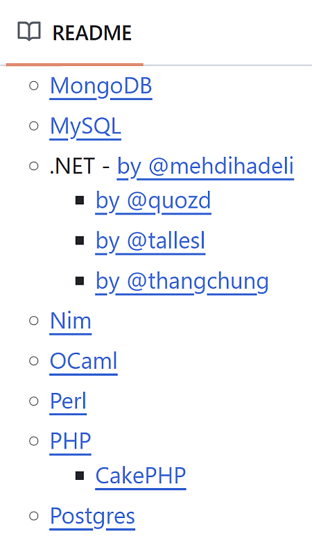 The meta list contains often multiple lists for a topic, like the 4 lists for .Net.