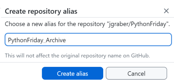 We can set the alias to anything we want.