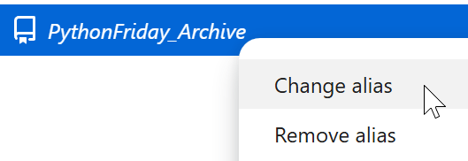 We can easily change the alias on the context menu of the repository.
