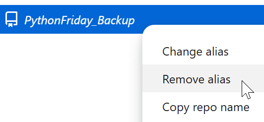 The context menu offers us an effortless way to remove the alias.