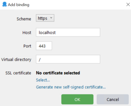 Fill in the form for a new binding.