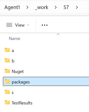 The packages folder ended up at the same level as the s and t folders.