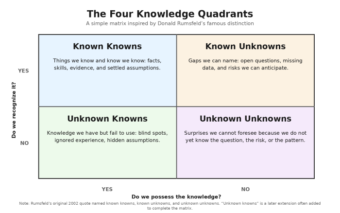 The 4 quadrands of knowns and unknowns.