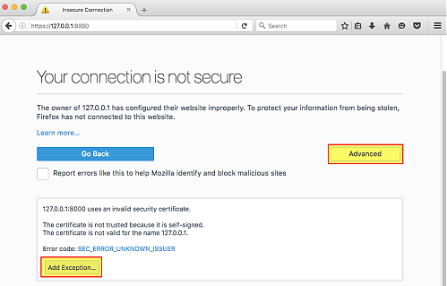 firefox localhost exception certificate allow imagesco flag